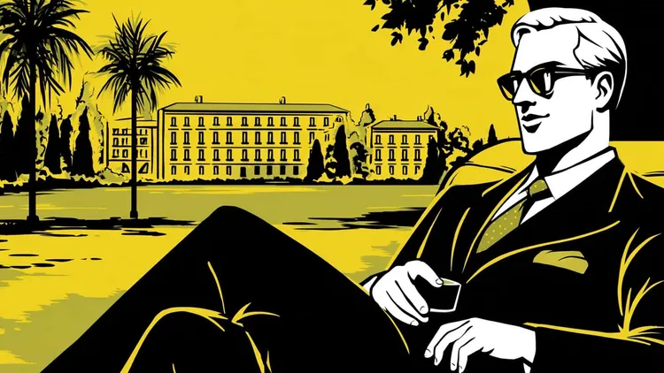 Stylish man in sunglasses relaxing outdoors with a smartphone.