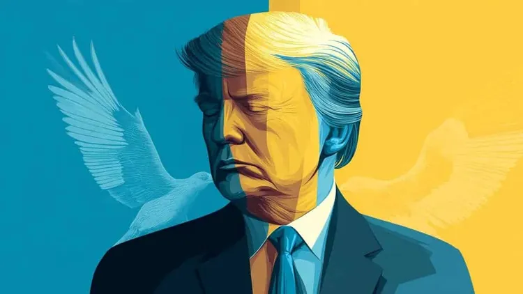 Donald Trump — illustrated portrait, Social Europe.