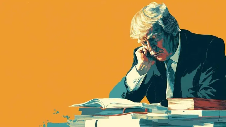 Professor reading at desk.