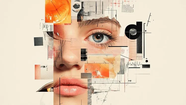 Close-up of a woman's face with digital overlay, Social Europe.