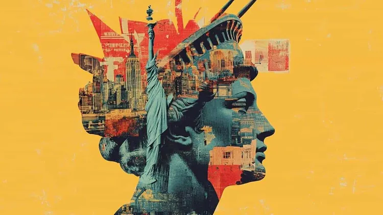 Cityscape within a human head.